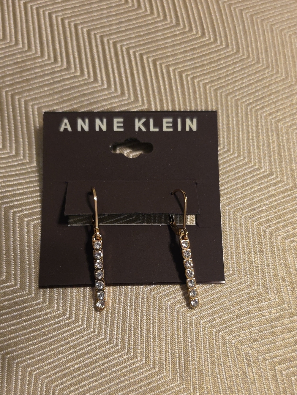 Anne Klein Gold-Tone Linear Crystal Drop Earrings